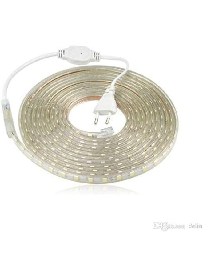 شريط إضاءة LED بطول 5 متر لون أبيض دافئ | يعمل مباشرة على 220 فولت مع قابس | مقاوم للماء ومرن | إضاءة ديكورية للاستخدام الداخلي والخارجي - Image 3